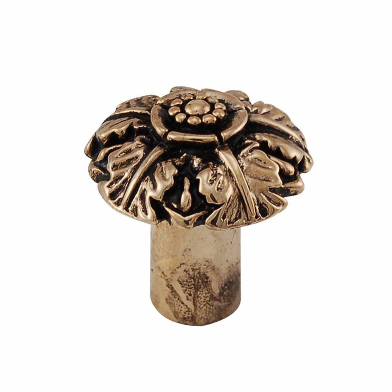Vicenza Hardware Small Flower Knob 1 1/16" in Antique Gold
