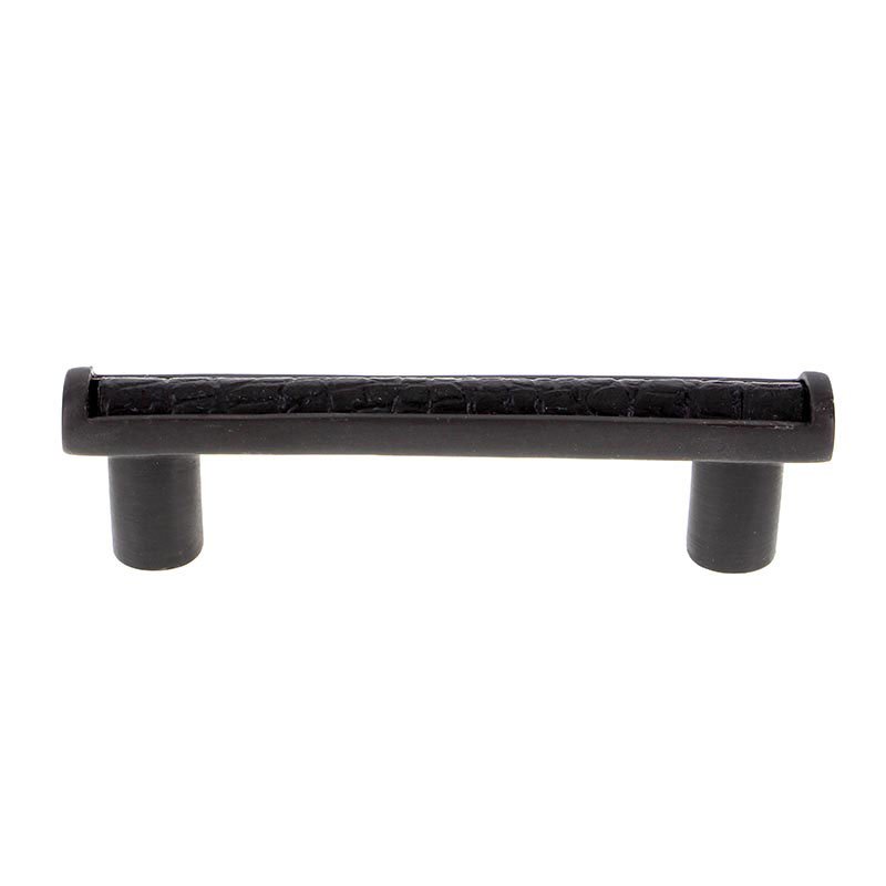 Vicenza Hardware 3" Centers Pull with Insert in Oil Rubbed Bronze with Black Leather Insert
