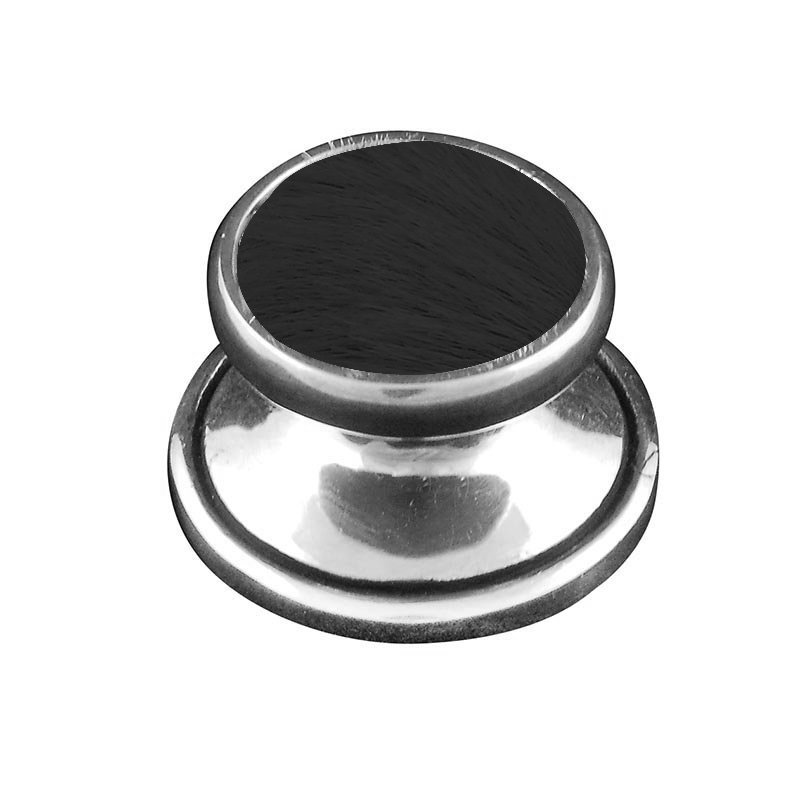 Vicenza Hardware 1 1/4" Knob with Insert in Antique Silver with Black Fur Insert