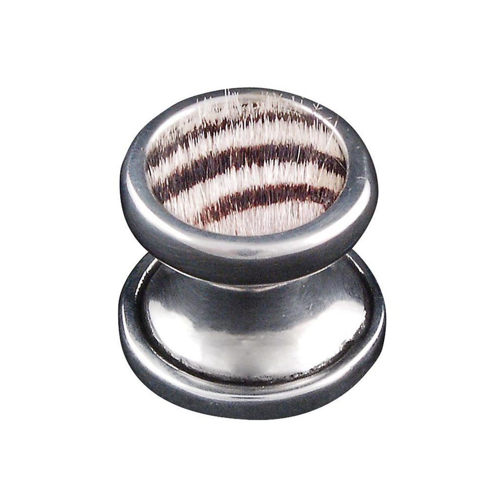 Vicenza Hardware 1" Knob with Insert in Vintage Pewter with Zebra Fur Insert