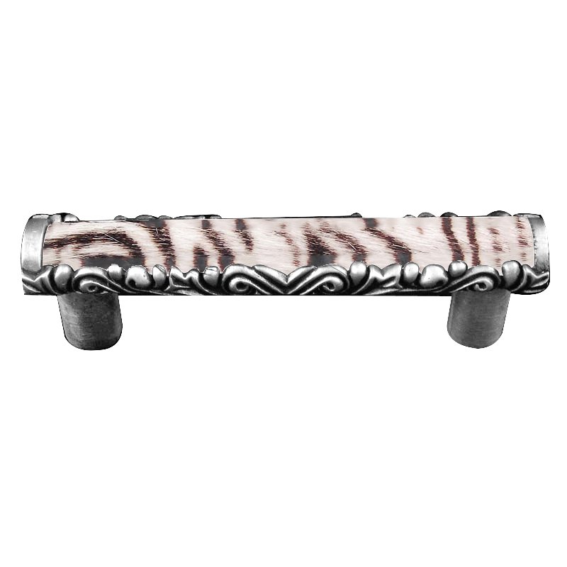 Vicenza Hardware 3" Centers Pull with Insert in Antique Silver with Zebra Fur Insert