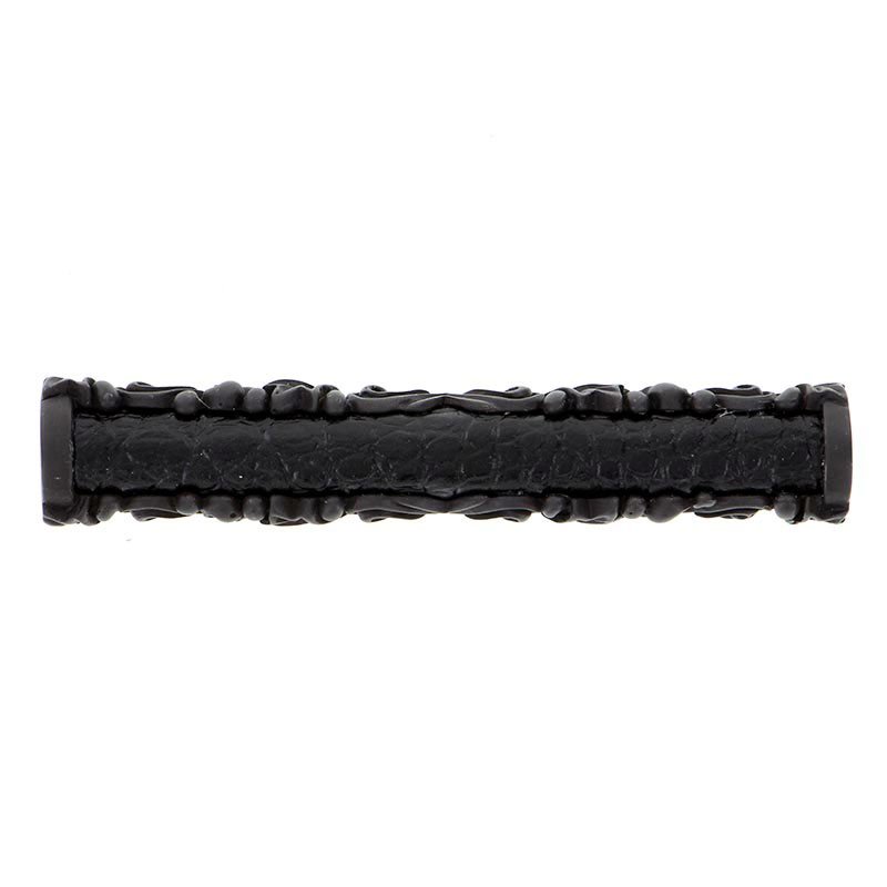 Vicenza Hardware 3" Centers Pull with Insert in Oil Rubbed Bronze with Black Leather Insert
