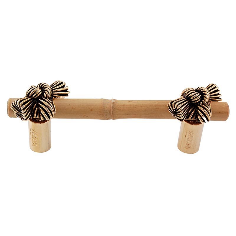 Vicenza Hardware Real Bamboo And Knot Handle 76mm in Antique Gold
