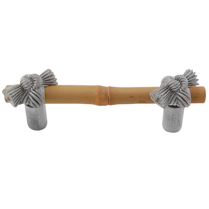 Vicenza Hardware Real Bamboo And Knot Handle 76mm in Satin Nickel