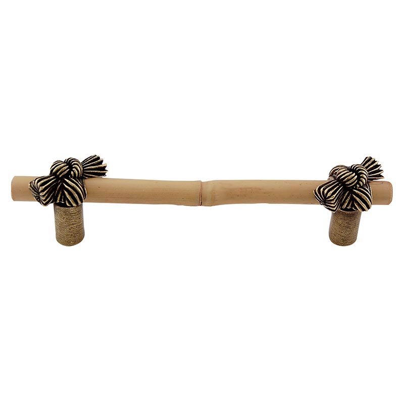 Vicenza Hardware 4" Centers Bamboo Knot Pull in Antique Brass
