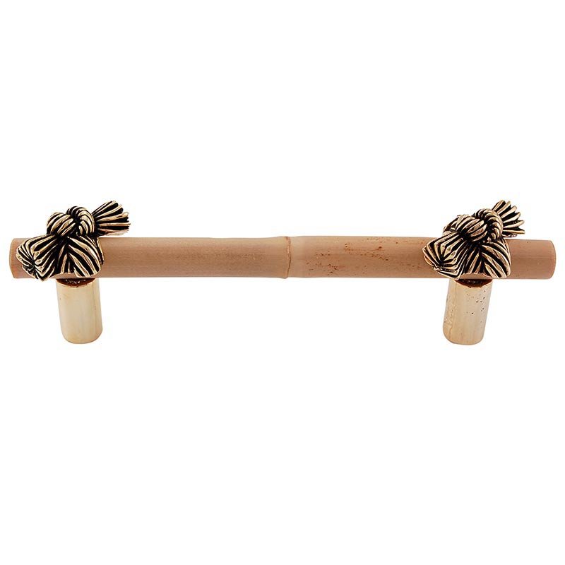 Vicenza Hardware 5" Centers Bamboo Knot Pull in Antique Gold