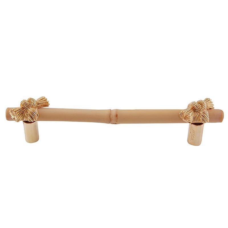 Vicenza Hardware 5" Centers Bamboo Knot Pull in Polished Gold
