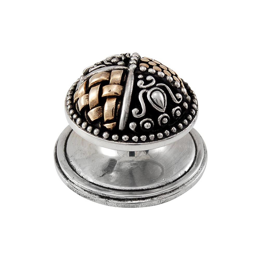 Vicenza Hardware Two Tone Large Royal Round Knob 1 1/8" in Silver And Gold