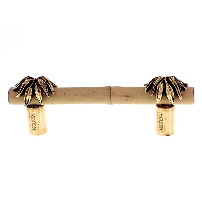Vicenza Hardware Real Bamboo And Leaf Handle in Antique Gold