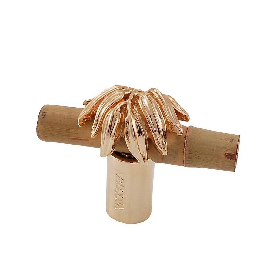 Vicenza Hardware Real Bamboo And Leaf Knob in Polished Gold
