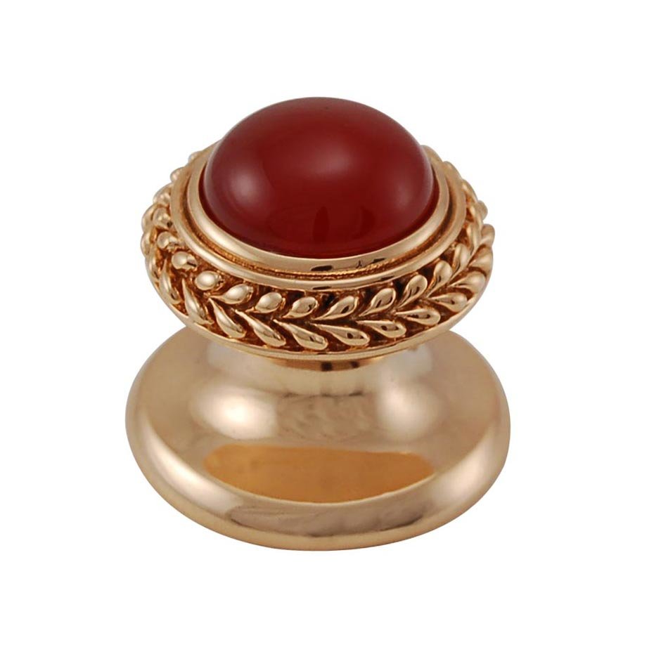Vicenza Hardware Round Gem Stone Knob Design 2 in Polished Gold with Carnelian Insert