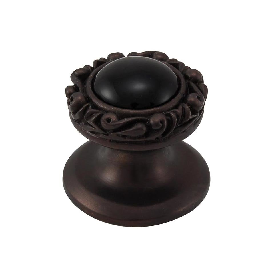 Vicenza Hardware Round Gem Stone Knob Design 3 in Oil Rubbed Bronze with Black Onyx Insert