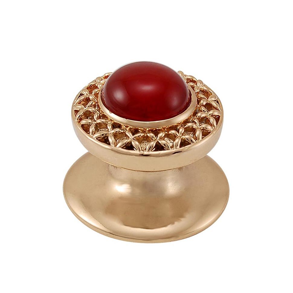 Vicenza Hardware Round Gem Stone Knob Design 4 in Polished Gold with Carnelian Insert