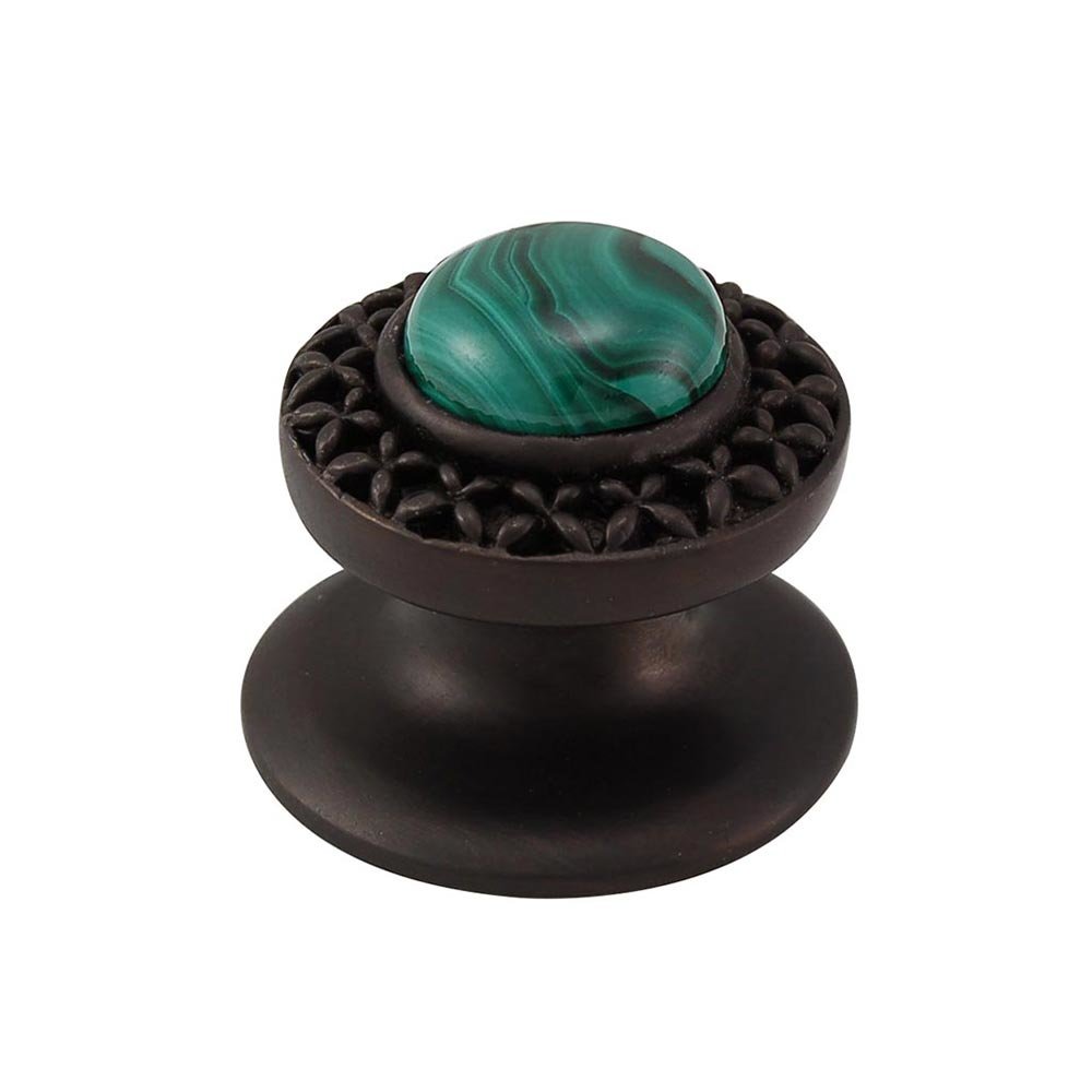Vicenza Hardware Round Gem Stone Knob Design 4 in Oil Rubbed Bronze with Malachite Insert