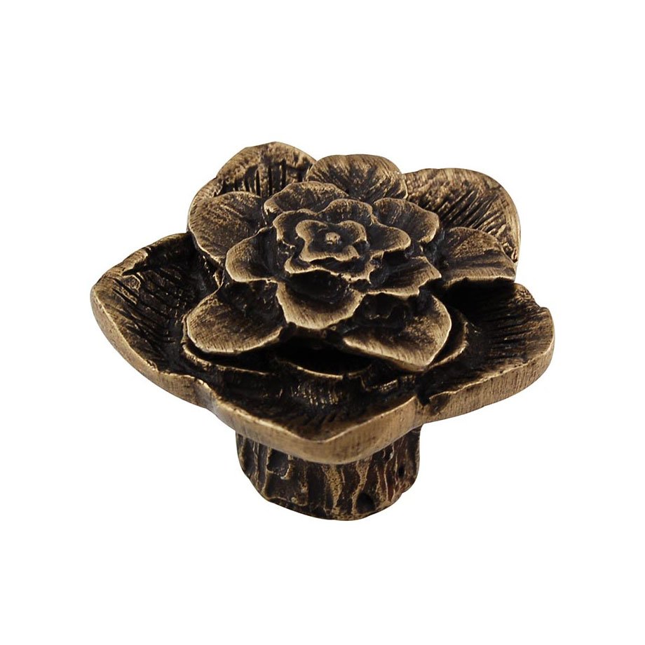 Vicenza Hardware 1 1/4" Double Rose Knob with Small Center in Antique Brass