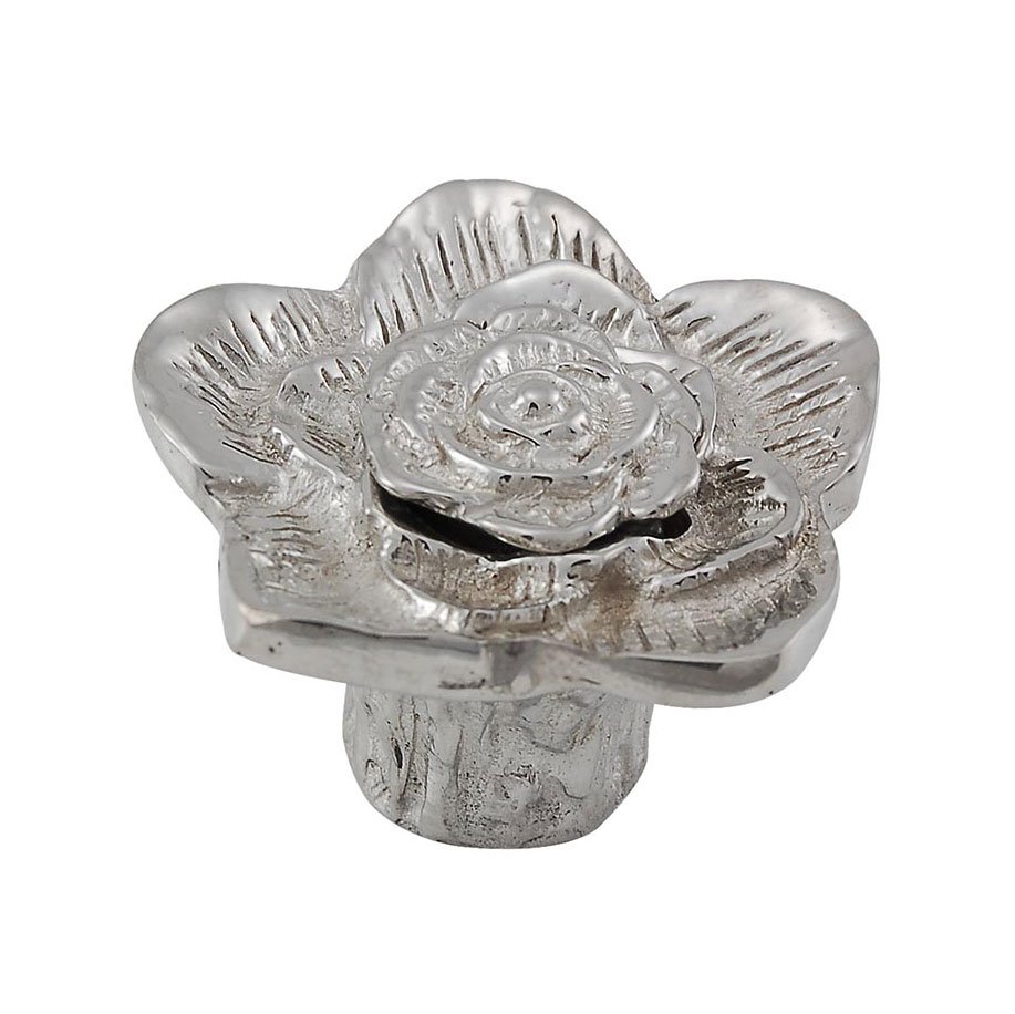 Vicenza Hardware 1 1/4" Double Rose Knob with Small Center in Polished Silver