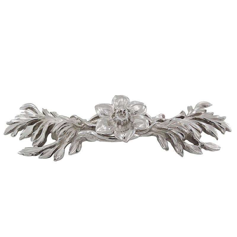 Vicenza Hardware 3" Centers Hibiscus Pull in Polished Silver