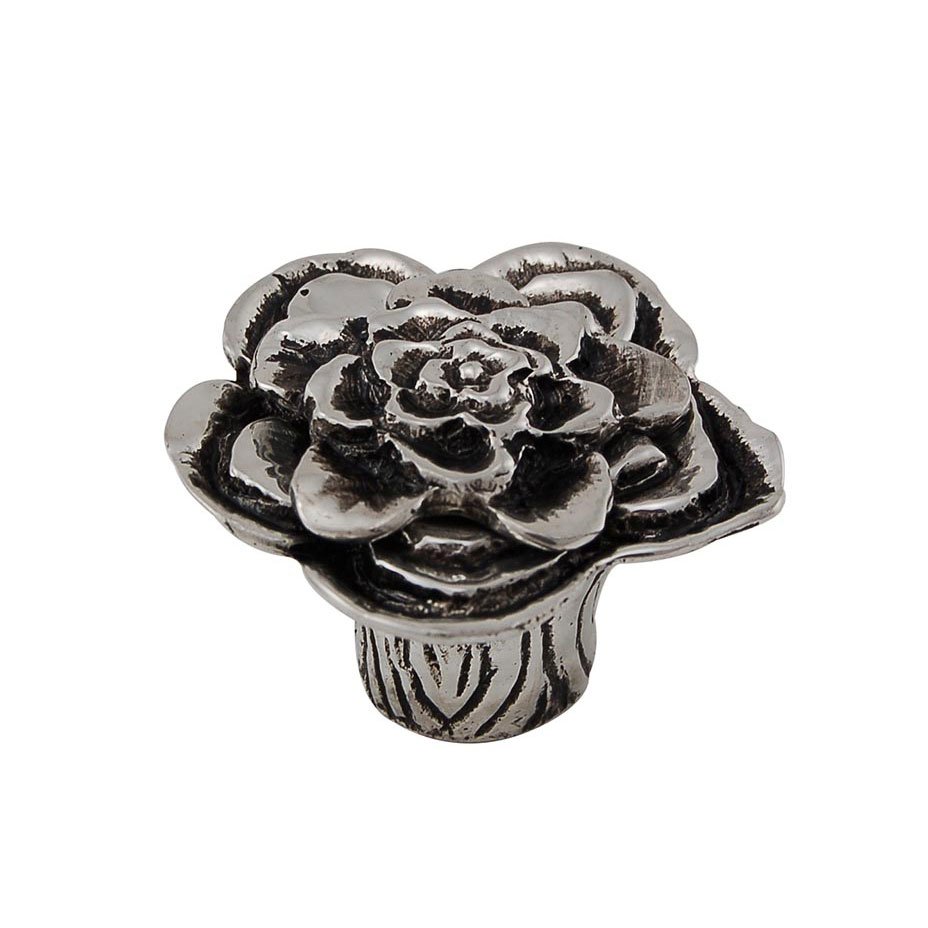 Vicenza Hardware 1 1/2" Double Rose Knob with Large Center in Antique Silver