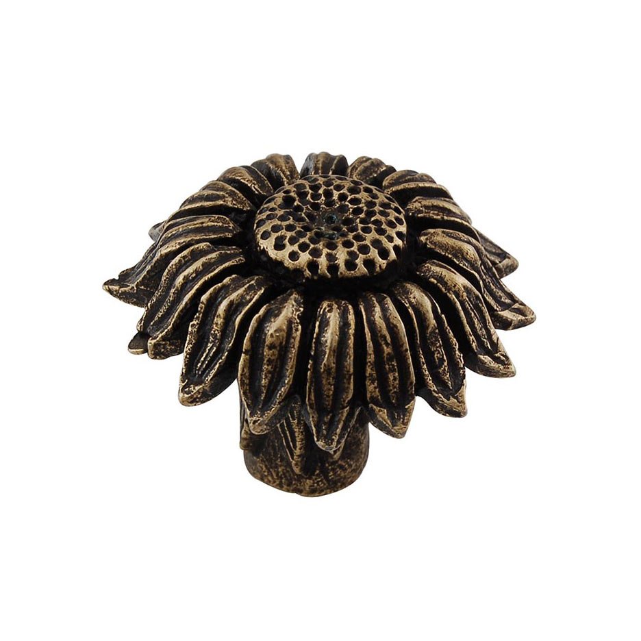 Vicenza Hardware 1 1/4" Sunflower Knob in Antique Brass