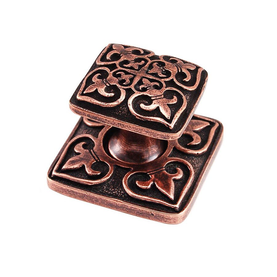 Vicenza Hardware 1 5/8" Square Knob with Backplate in Antique Copper