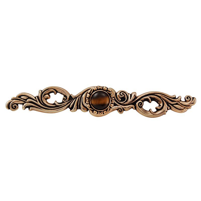 Vicenza Hardware Stone Insert Knob with Decorative Backplate in Antique Gold with Tigers Eye Insert