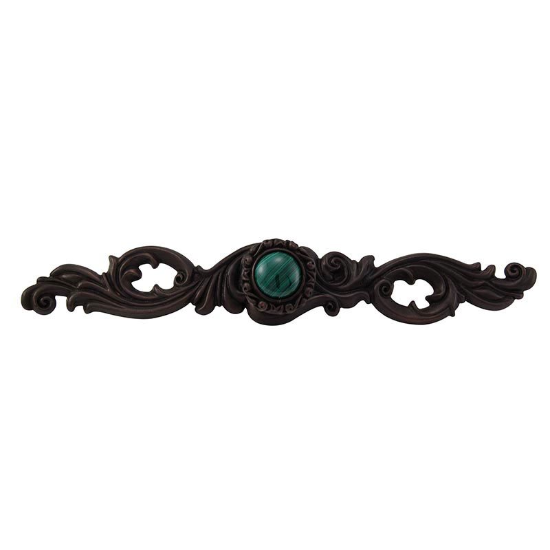 Vicenza Hardware Stone Insert Knob with Decorative Backplate in Oil Rubbed Bronze with Malachite Insert