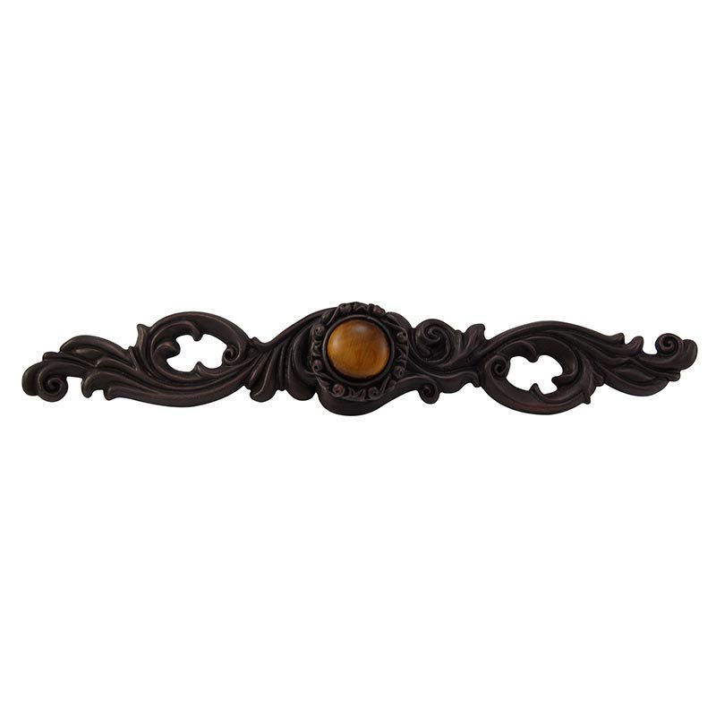 Vicenza Hardware Stone Insert Knob with Decorative Backplate in Oil Rubbed Bronze with Tigers Eye Insert