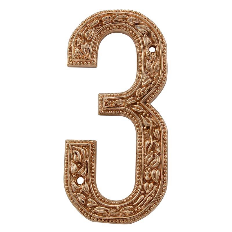 Vicenza Hardware 3 Number in Polished Gold