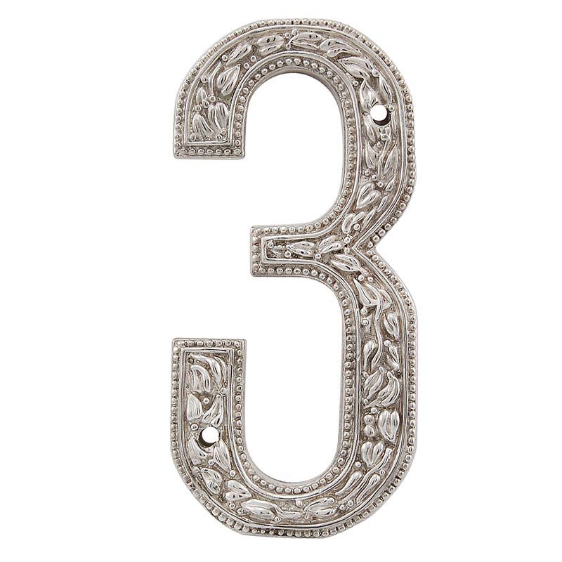 Vicenza Hardware 3 Number in Polished Silver