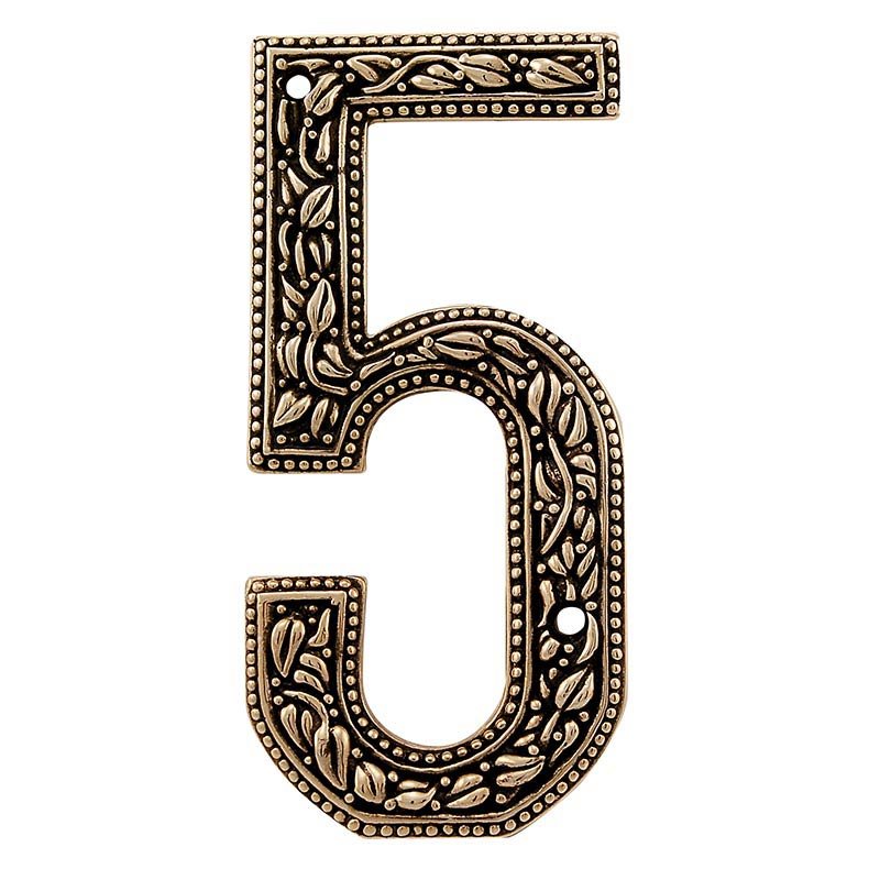 Vicenza Hardware 5 Number in Antique Gold