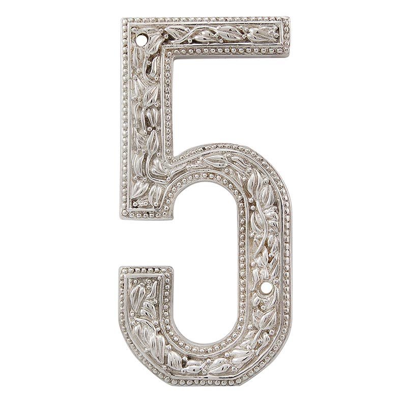 Vicenza Hardware 5 Number in Polished Silver