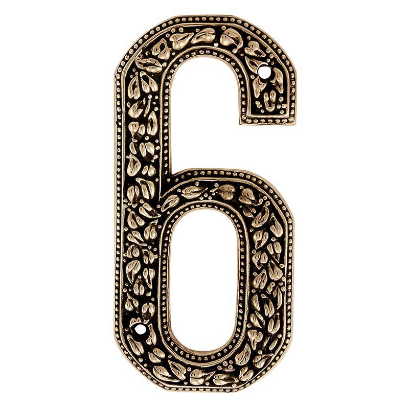 Vicenza Hardware 6 Number in Antique Gold