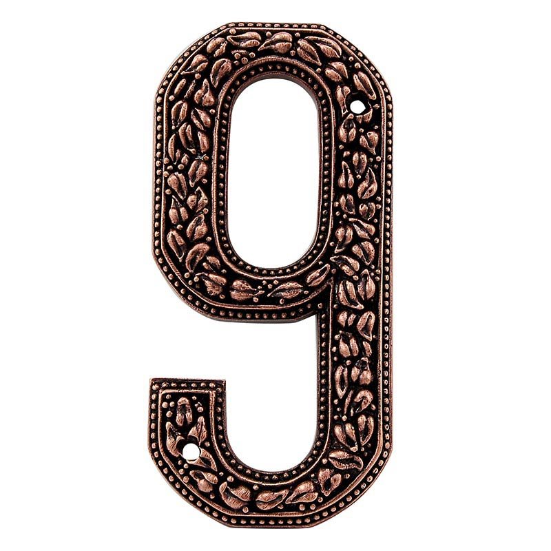 Vicenza Hardware 9 Number in Antique Copper