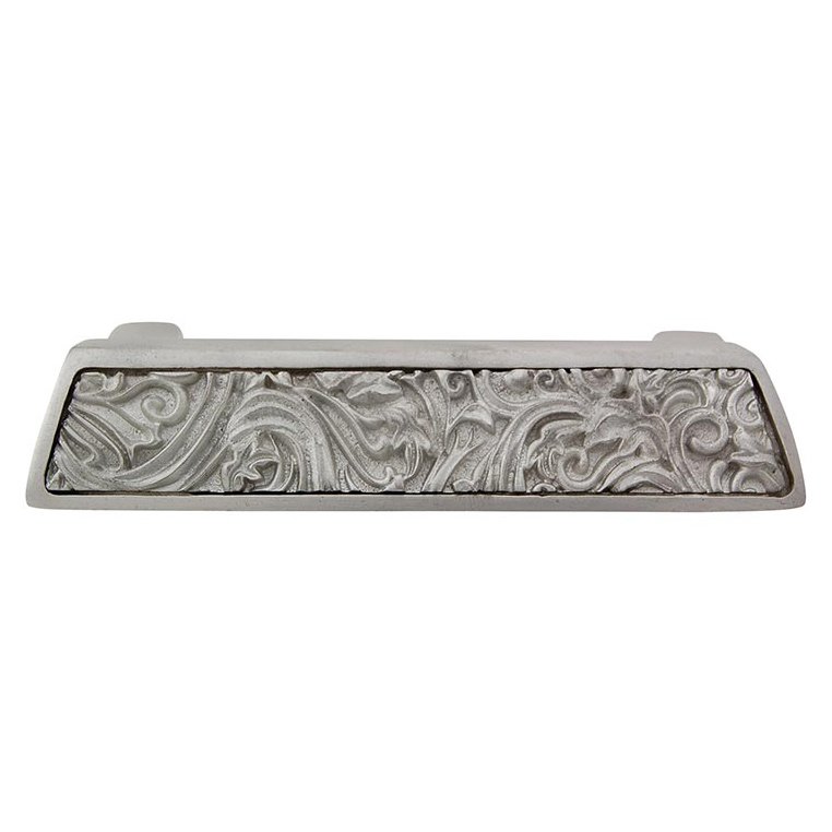 Vicenza Hardware 3" Centers Leaves Cup Pull in Satin Nickel