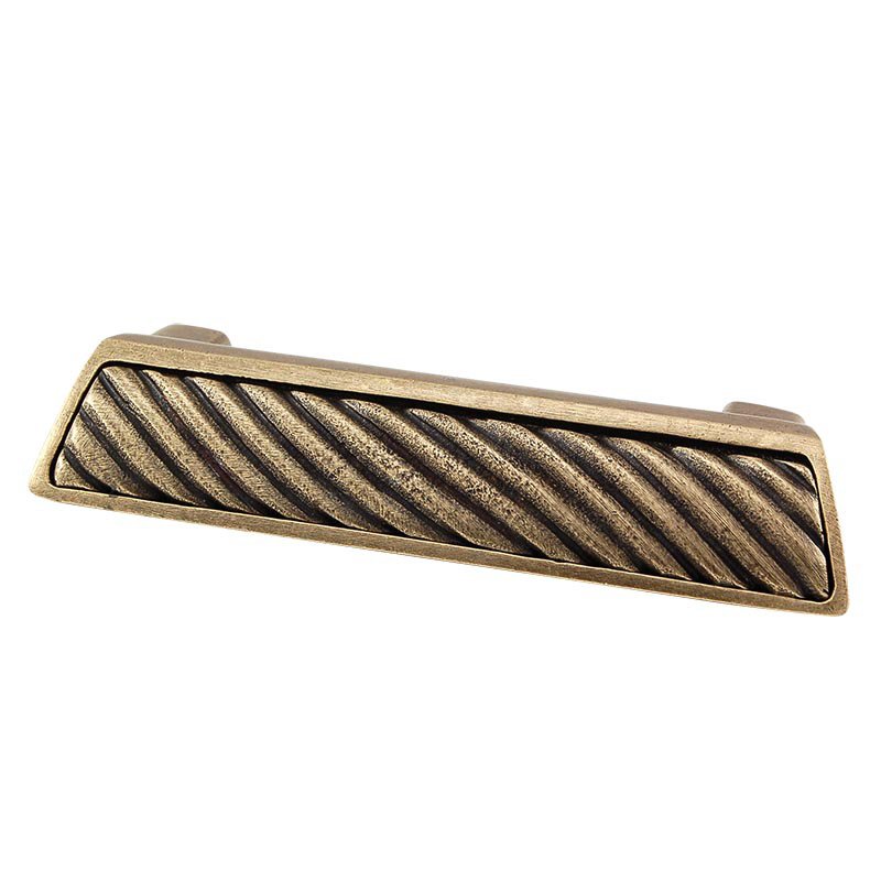 Vicenza Hardware 3" Centers Wavy Lines Cup Pull in Antique Brass