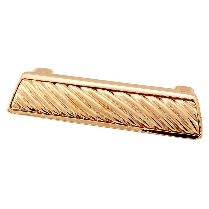 Vicenza Hardware 3" Centers Wavy Lines Cup Pull in Polished Gold