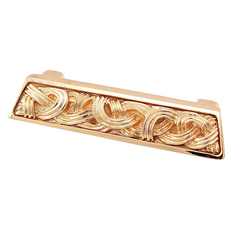 Vicenza Hardware 3" Centers Linking Lines Cup Pull in Polished Gold