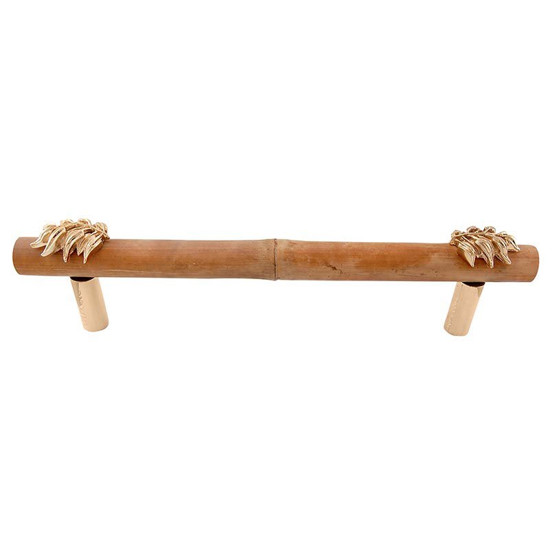 Vicenza Hardware Handle with Bamboo - 9" Centers in Polished Gold
