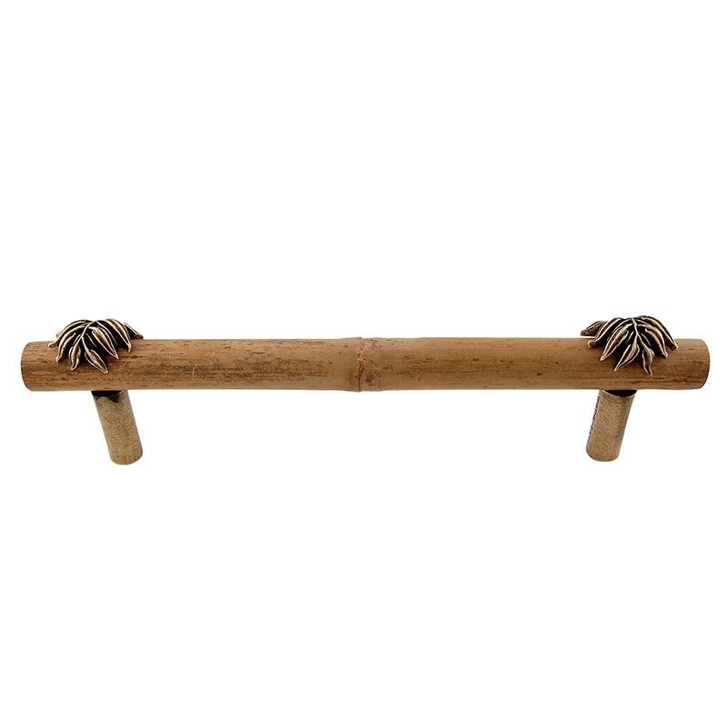 Vicenza Hardware Handle with Bamboo - 9" Centers in Antique Brass