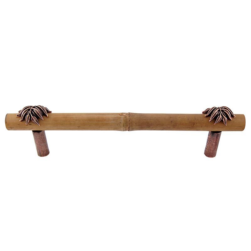 Vicenza Hardware Handle with Bamboo - 9" Centers in Antique Copper