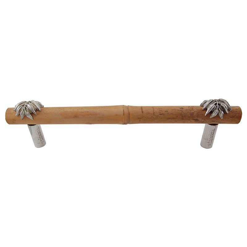 Vicenza Hardware Handle with Bamboo - 9" Centers in Polished Silver