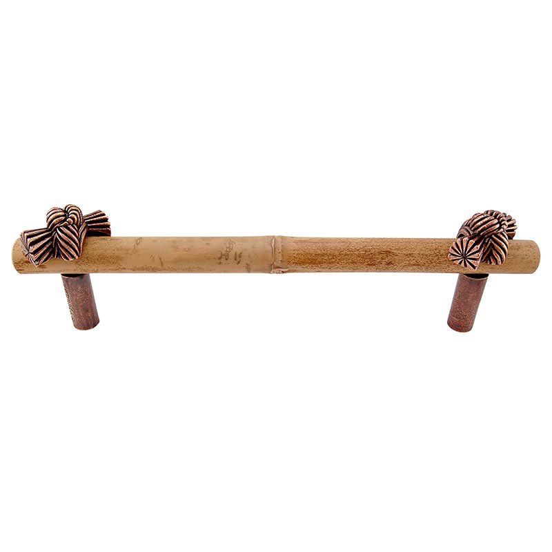 Vicenza Hardware Handle with Bamboo - 9" Centers in Antique Copper