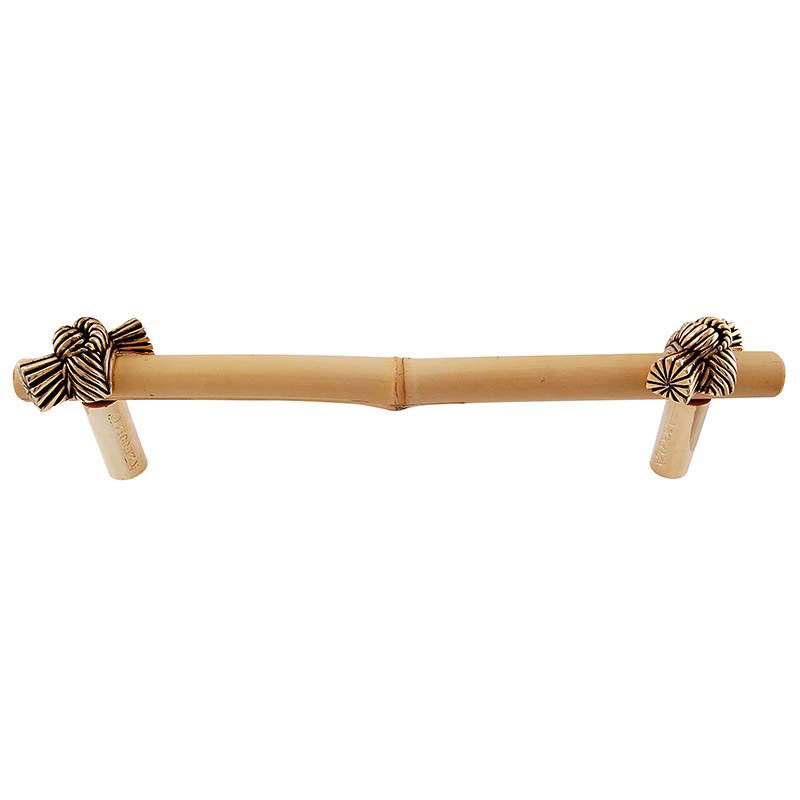 Vicenza Hardware Handle with Bamboo - 9" Centers in Antique Gold