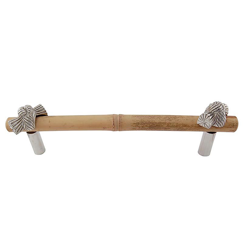 Vicenza Hardware Handle with Bamboo - 9" Centers in Polished Nickel