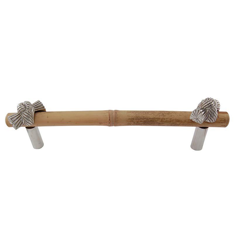 Vicenza Hardware Handle with Bamboo - 9" Centers in Polished Silver