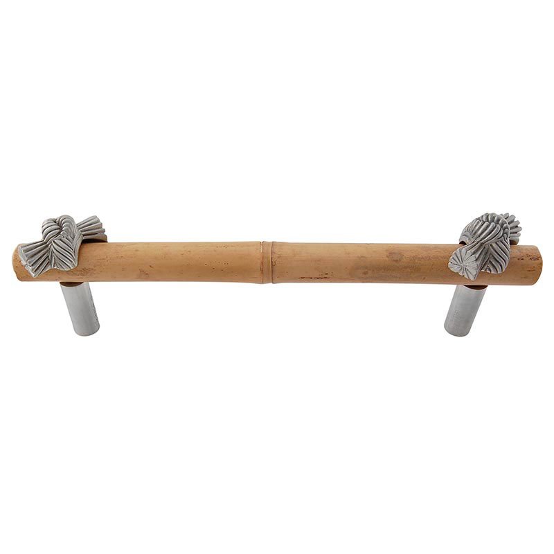 Vicenza Hardware Handle with Bamboo - 9" Centers in Satin Nickel