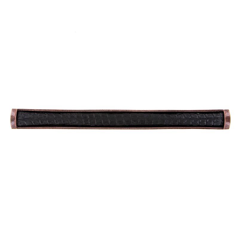 Vicenza Hardware 12" Centers Milazzo Equestre Pull in Antique Copper with Black Leather Insert