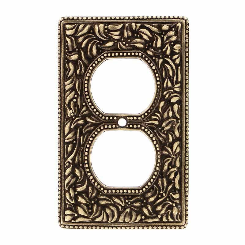 Vicenza Hardware Duplex Outlet Switchplate in Antique Brass