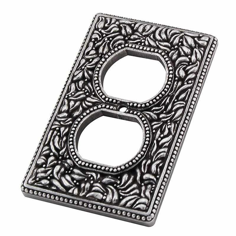 Vicenza Hardware Duplex Outlet Switchplate in Antique Silver