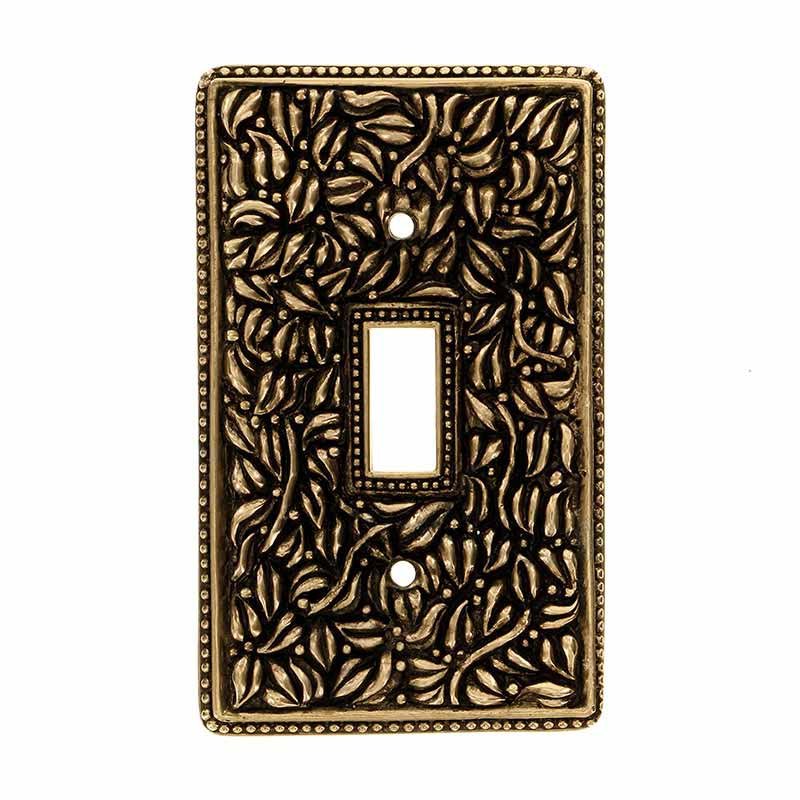 Vicenza Hardware Single Toggle Switchplate in Antique Gold